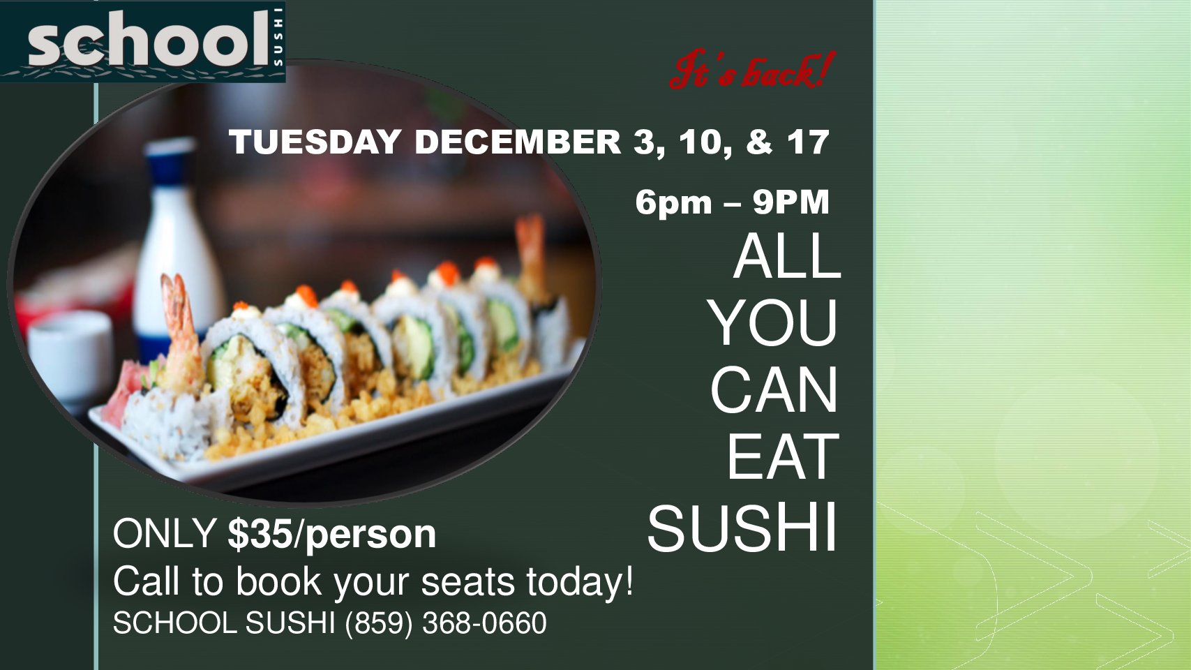 School Sushi: ALL YOU CAN EAT SUSHI